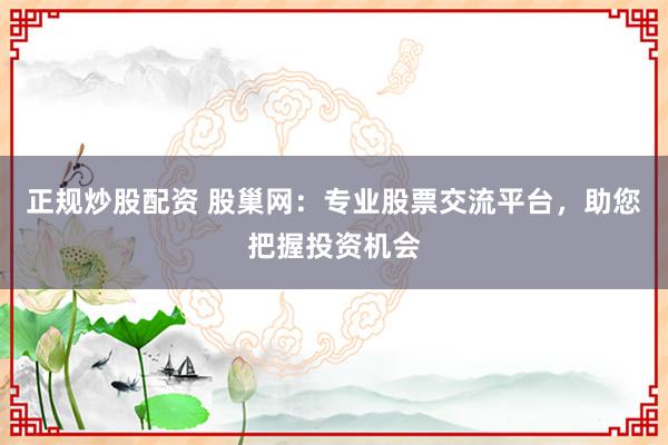正规炒股配资 股巢网：专业股票交流平台，助您把握投资机会