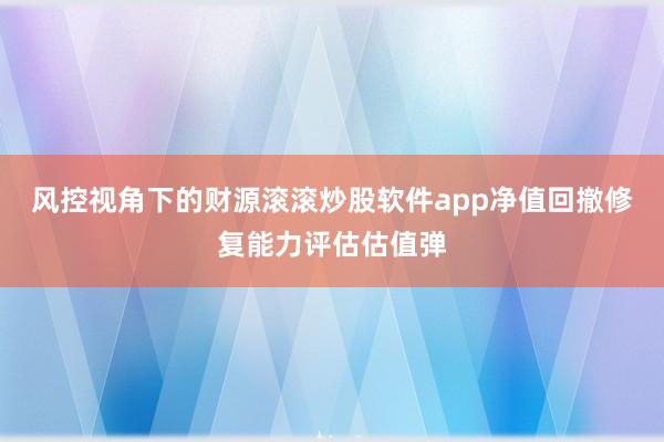 风控视角下的财源滚滚炒股软件app净值回撤修复能力评估估值弹
